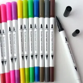 Caneta Fine Liner e Brush Pen 12 cores