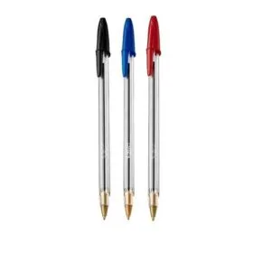 três canetas bic azul vermelha e preta