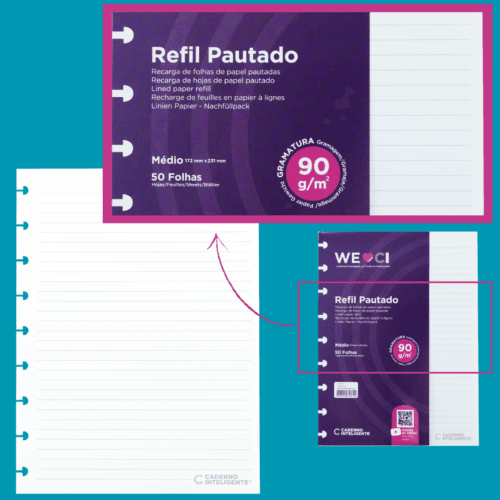 Refil Caderno Inteligente Médio Pautado 50fl 90g - Image 3